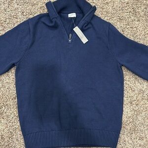 J crew Heritage cotton half-zip sweater navy blue
